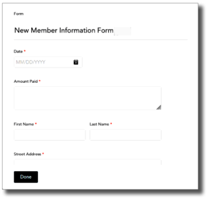 New Membership Payment Forn
